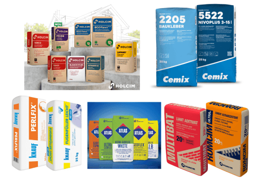 Adezivi, ciment, șape, mortare, gleturi